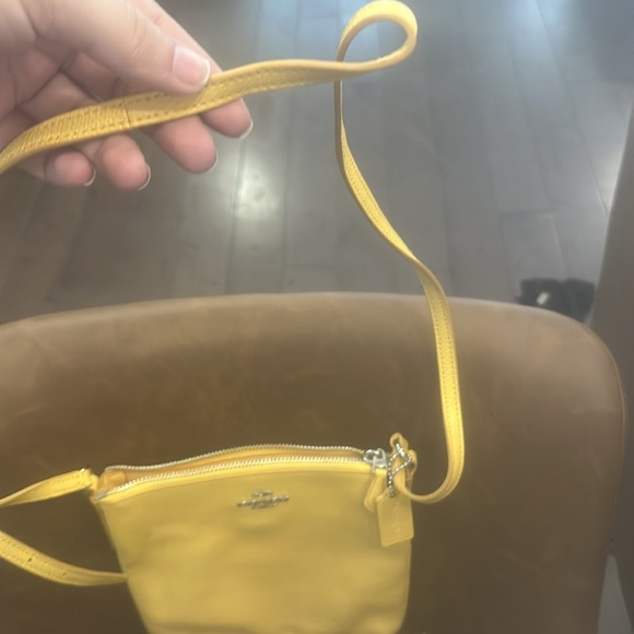 Coach Yellow Pebbled Leather Crossbody Bag - Picture 3 of 4